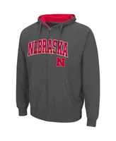 Men's Colosseum Charcoal Nebraska Huskers Arch and Logo 3.0 Full-Zip Hoodie