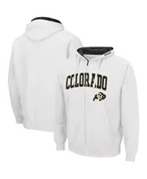 Men's Colosseum White Colorado Buffaloes Arch and Logo 3.0 Full-Zip Hoodie