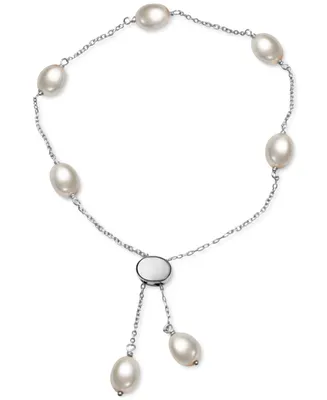 Cultured Freshwater Pearl (6mm) Bolo Bracelet in Sterling Silver