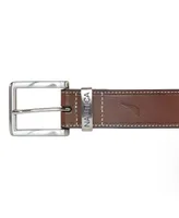 Nautica Men's Leather Jean Belt with Signature Engraved Keeper