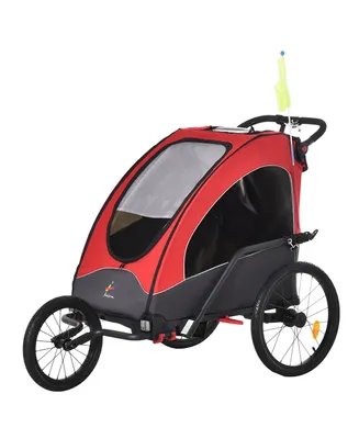 Aosom Child Bike Trailer 3 In1 Foldable Jogger 2-Seat Baby Stroller