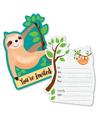 Let's Hang - Sloth - Shaped Fill-in Invitations with Envelopes - 12 Ct