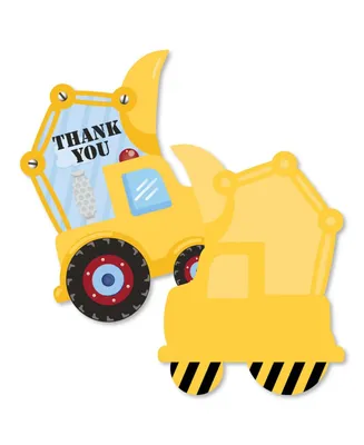 Construction Truck - Party Shaped Thank You Cards with Envelopes - 12 Ct
