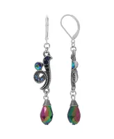 2028 Silver-Tone Ab Glass Drop Bead Earrings