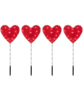 Heart Valentine's Day Pathway Marker Lawn Stakes Clear Lights Set, 4 Piece