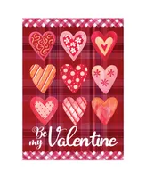 Be My Valentine Plaid and Heart Outdoor House Flag, 28" x 40"