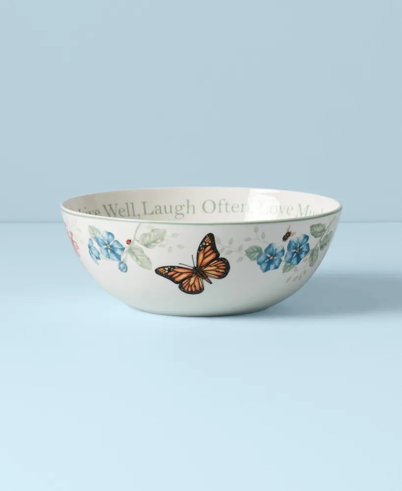 Lenox Dinnerware, Butterfly Meadow Serving Bowl Live Well, Laugh Often