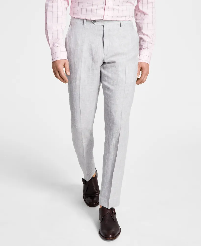 BOSS - Slim-fit trousers in linen, cotton and stretch