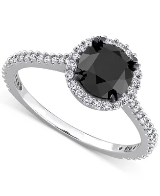 Black Diamond (1 ct. t.w.) & White (1/4 Halo Engagement Ring 14k Gold