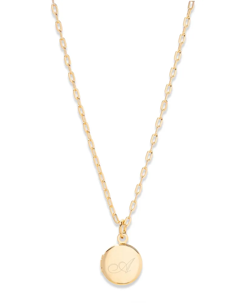 brook & york Isla Initial Petite Locket Necklace - 14K Gold Plated