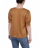 Petite Printed Balloon Sleeve Top