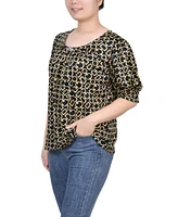 Petite Printed Balloon Sleeve Top