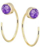 Amethyst Bezel Threader Earrings (3/8 ct. t.w.) 14k Gold (Also Swiss Blue Topaz & Citrine)