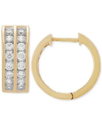 Grown With Love Men's Lab Grown Diamond Channel-Set Small Hoop Earrings (1 ct. t.w.) in 10k Gold, 15mm
