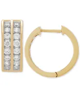 Grown With Love Men's Lab Grown Diamond Channel-Set Small Hoop Earrings (1 ct. t.w.) in 10k Gold, 15mm