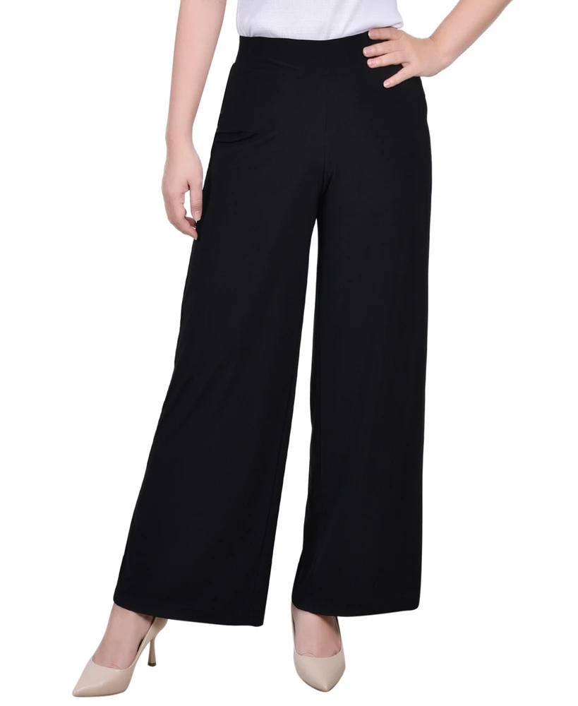 Ny Collection Petite Short Mid Rise Pull On Wide-Leg Palazzo Pant