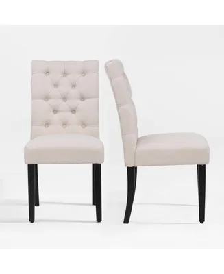 WestinTrends Upholstered Button Tufted Dining Side Chair Set of 2