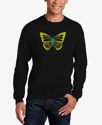 La Pop Art Men's Butterfly Word Crew Neck Sweatshirt