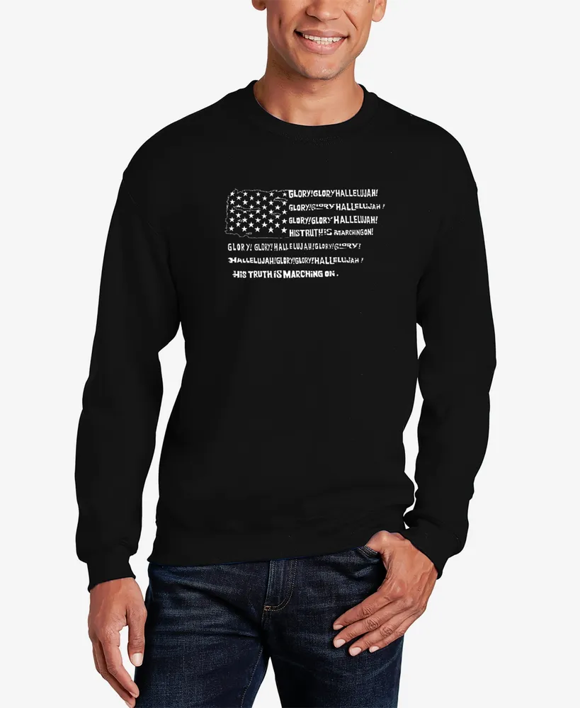 La Pop Art Men's Glory Hallelujah Flag Word Crew Neck Sweatshirt