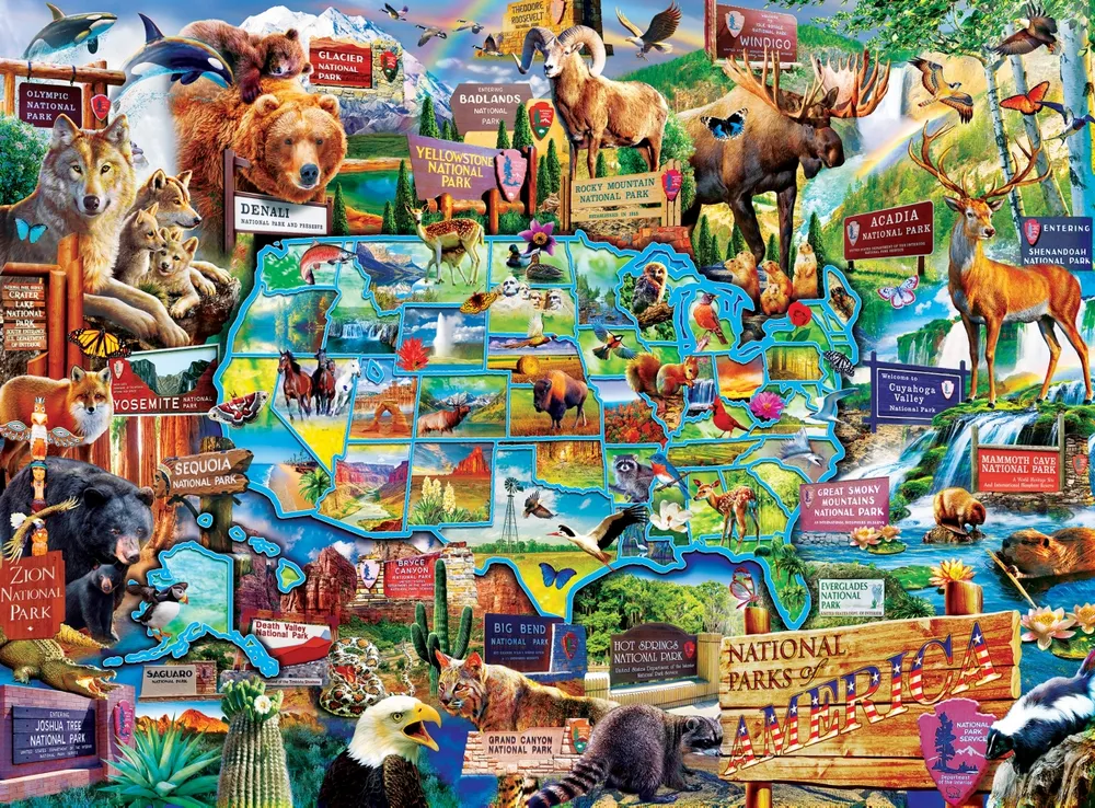 Masterpieces Usa Map of the National Parks - 100 Piece Jigsaw Puzzle