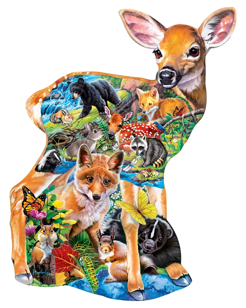 Masterpieces Fawn Friends - 100 Piece Shaped Jigsaw Puzzle for kids