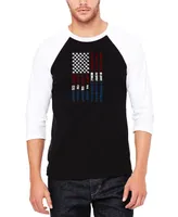 La Pop Art Men's Raglan Baseball 3/4 Sleeve Support Our Troops Word T-shirt