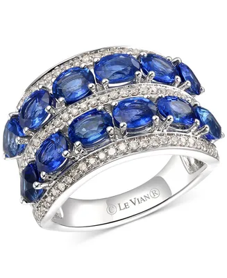 Le Vian Creme Brulee Blueberry Sapphire (4-3/4 ct. t.w.) & Nude Diamond (1/2 ct. t.w.) Double Row Ring in 14k White Gold