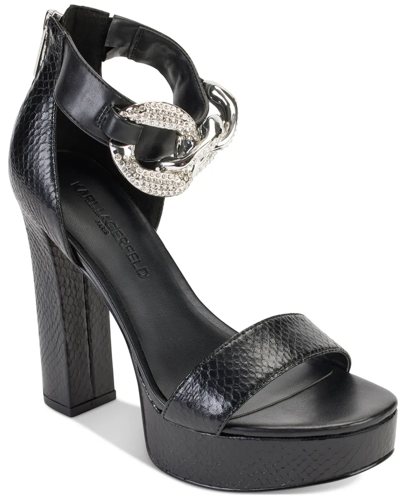 Karl Lagerfeld Paris Anisha Ankle Strap Embellished Platform Sandals