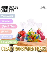 200 Pack Candy Treat Cellophane Bags - 5x7 Thick Plastic Candy Bags with Ties for Goodie Bags
