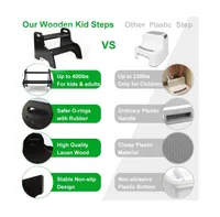 Strongtek Wooden 2 Step Stools For Kids With Non-Slip Stepping Surface