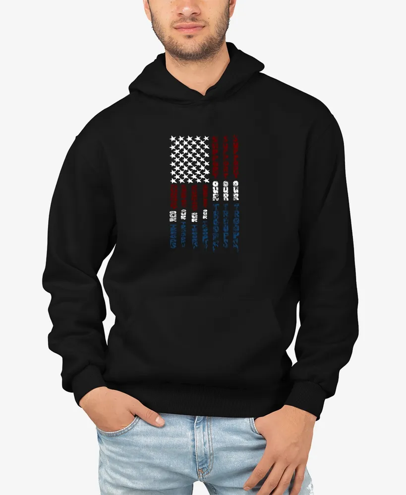 La Pop Art Men's Support Our Troops Word Hooded Sweatshirt