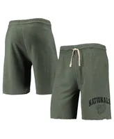 Men's Concepts Sport Heathered Green Washington Nationals Mainstream Logo Terry Tri-Blend Shorts