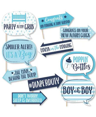 Funny It's a Boy - Blue Baby Shower Photo Booth Props Kit - 10 Piece