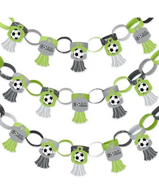 Big Dot of Happiness Goaaal - Soccer - 90 Chain Links & 30 Tassels Paper Chains Garland - 21 feet