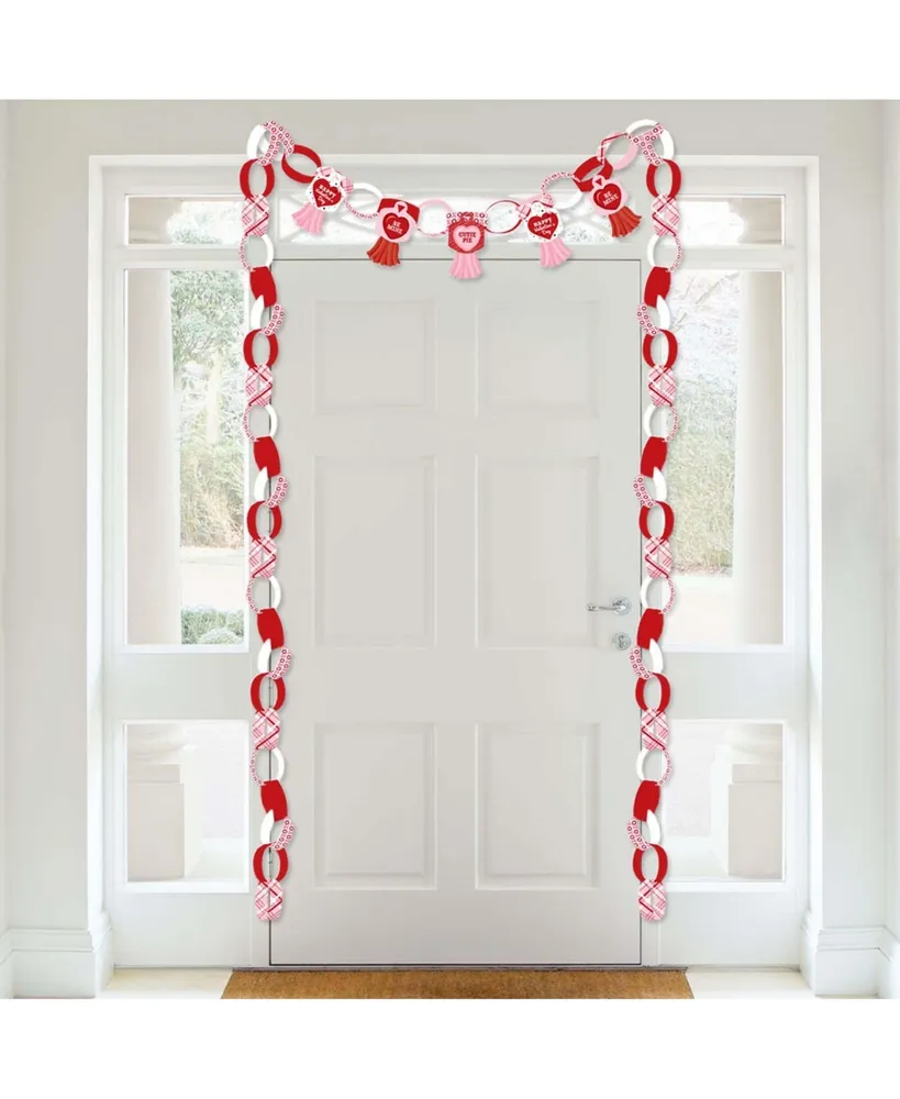 Big Dot of Happiness Conversation Hearts - 90 Chain Links & 30 Tassels Paper Chains Garland - 21 feet