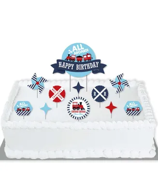 Railroad Party Crossing - Birthday Decorating Kit - Cake Topper Set - 11 Pc