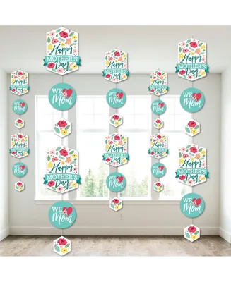 Colorful Floral Happy Mother's Day Party Backdrop Hanging Vertical Decor 30 Pc