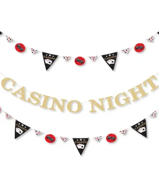 Big Dot of Happiness Las Vegas - Casino Party Letter Banner Decoration - Gold Glitter Casino Night