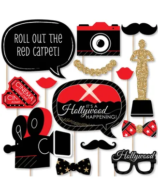 Red Carpet Hollywood - Movie Night Party Photo Booth Props Kit - 20 Count