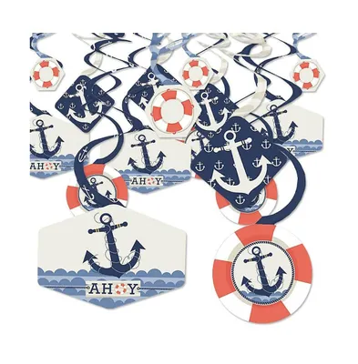 Ahoy - Nautical - Party Hanging Decor - Party Decoration Swirls - Set of 40