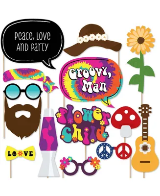 Big Dot of Happiness 60's Hippie - 1960s Groovy Party Photo Booth Props Kit - 20 Count