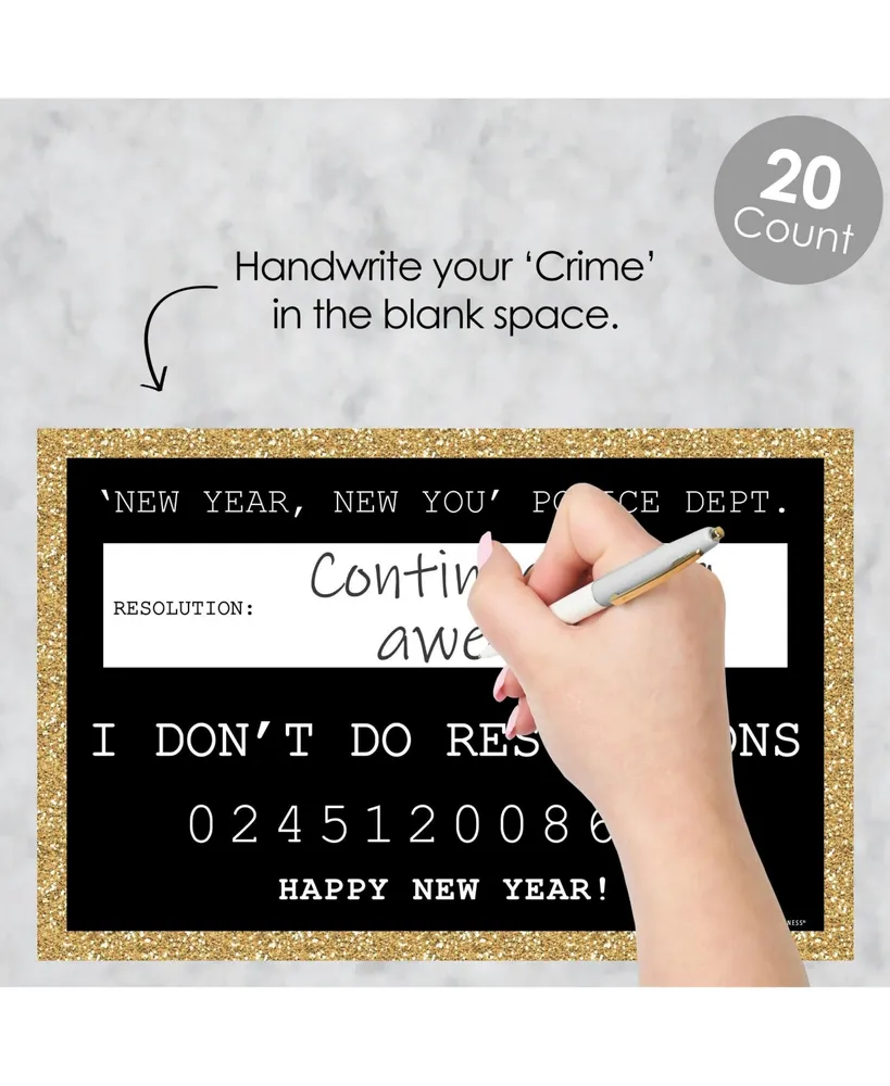 Big Dot of Happiness New Year's Eve - Gold New Years Eve Resolution Mug Shots Photo Booth Props 20 Ct