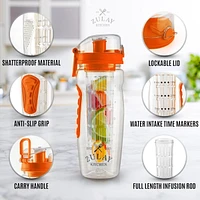 Leakproof Fruit Infuser Water Bottle with Anti-Slip Grip Large, 34 oz