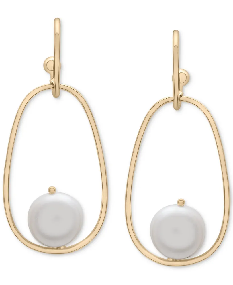 Cultured Freshwater Pearl (11x12mm) Drop Earrings in 14k Gold-Plated Sterling Silver