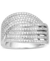 Diamond Multirow Crossover Ring (3/4 ct. t.w.) Sterling Silver