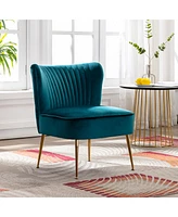 25" Wide Upholstered Tufted Velvet Accent Chair With Metal Leg