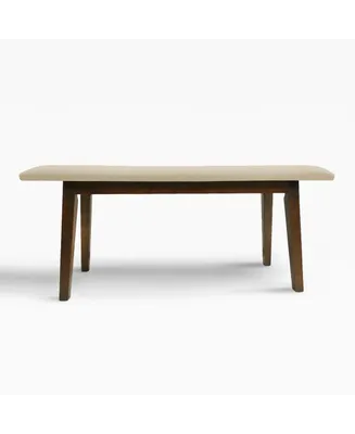 WestinTrends Mid Century Modern Solid Wood Upholstered Bench