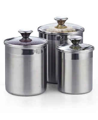 Cooks Standard Stainless Steel airtight Glass lid 3-Piece Food Jar Storage Canister Set