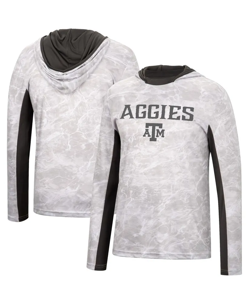 Men's Colosseum White Texas A&M Aggies Mossy Oak Spf 50 Performance Long Sleeve Hoodie T-shirt