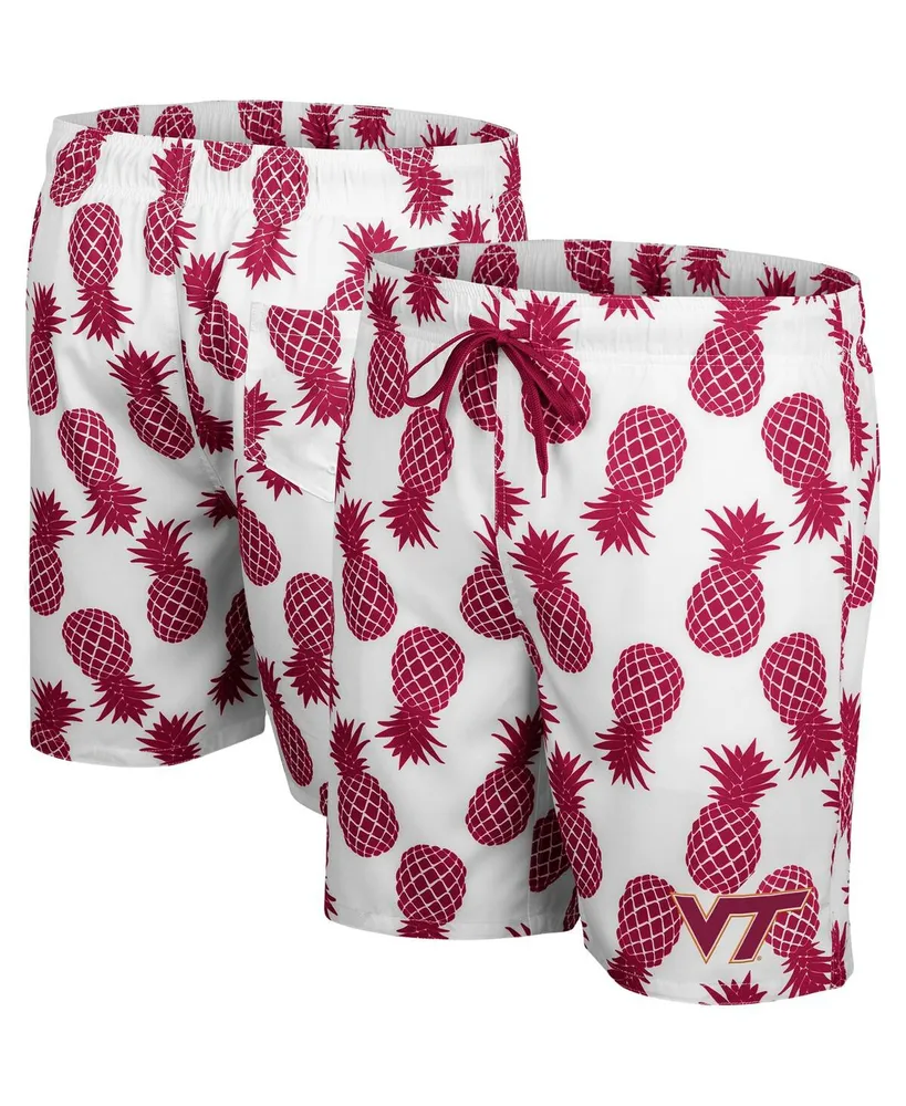 Men's Colosseum White, Maroon Virginia Tech Hokies Pineapple Swim Shorts